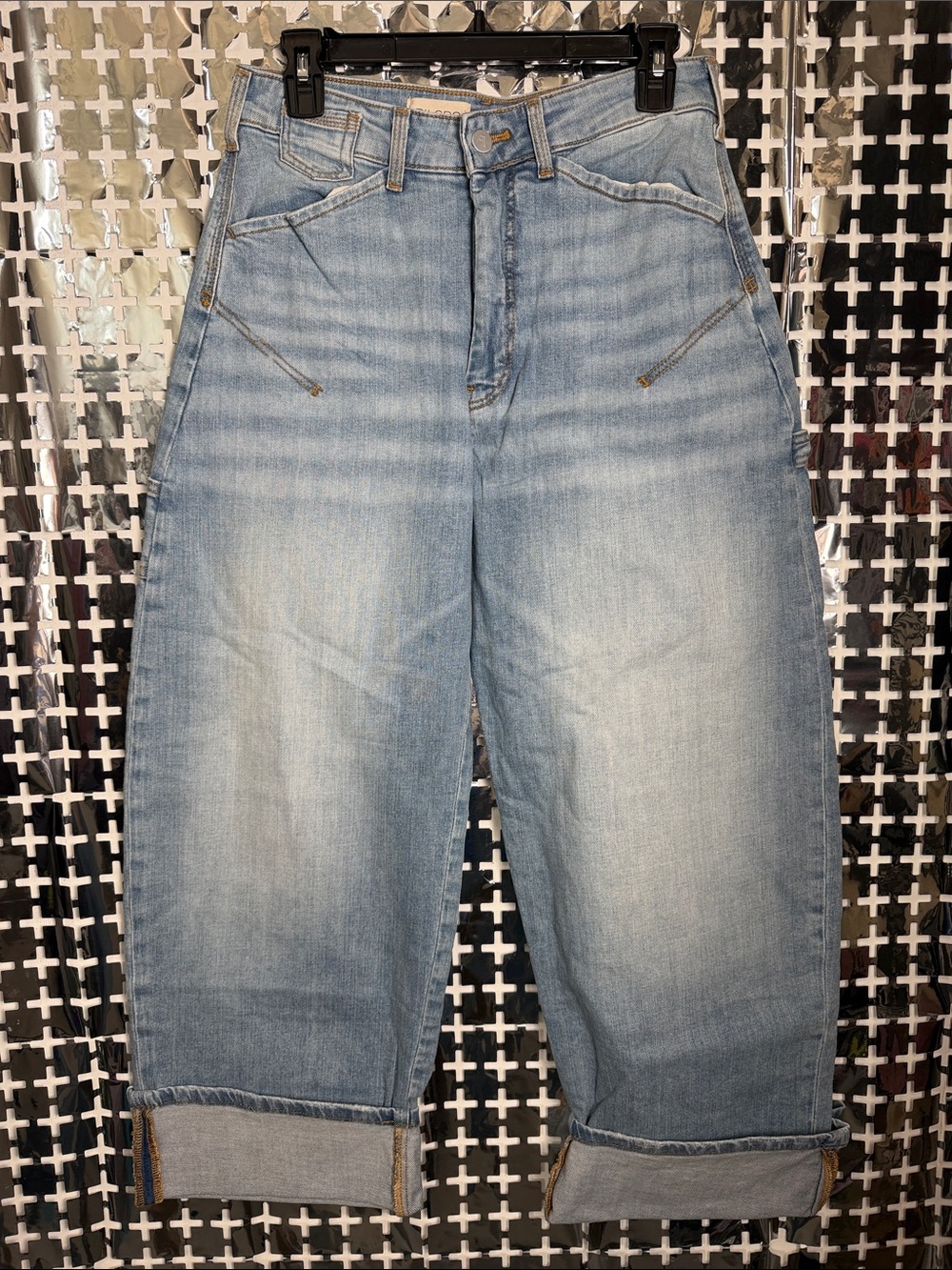 Pilcro Light Blue Relaxed Boyfriend Jeans with Cuffed Hem